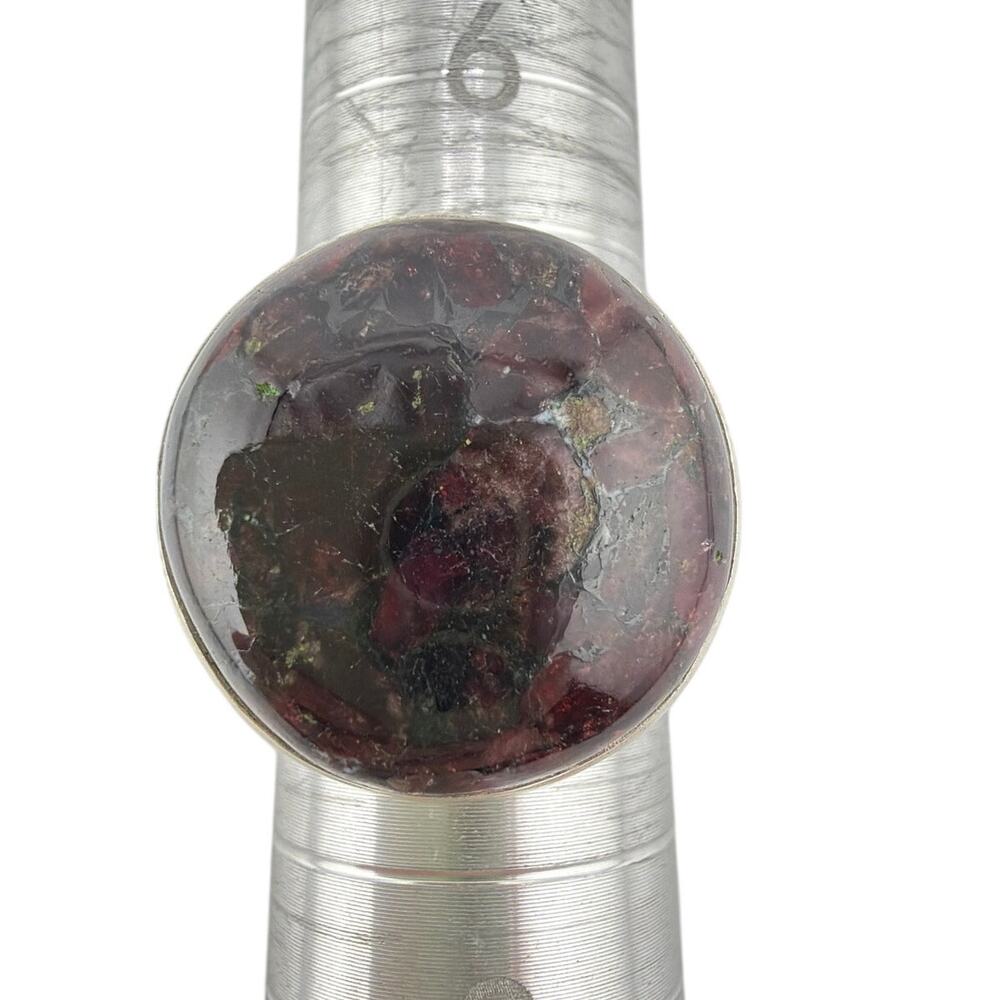 Deep Red Eudialyte 925 Sterling Silver Statement Ring Size 7